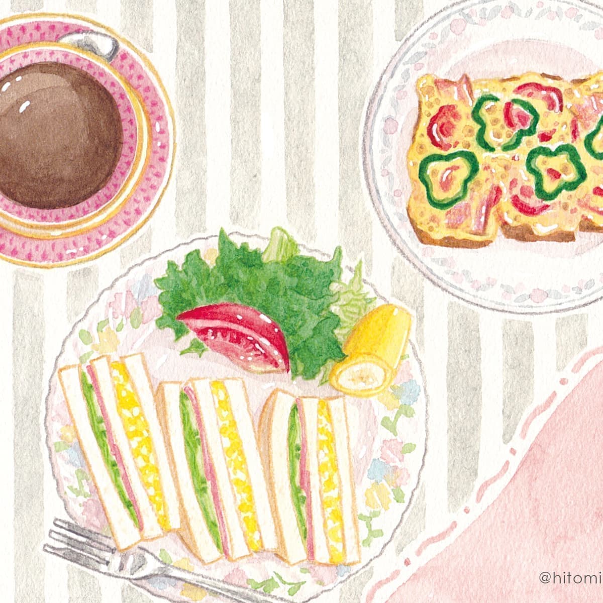 まるやまひとみ,イラスト,食べ物,パン,食イラスト